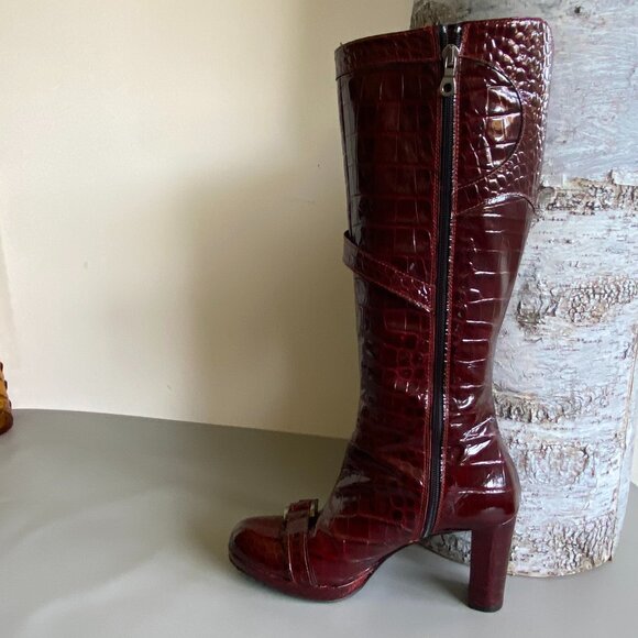Anna Biagini Red Patent Leather Heeled Boots 8.5 - Picture 8 of 16